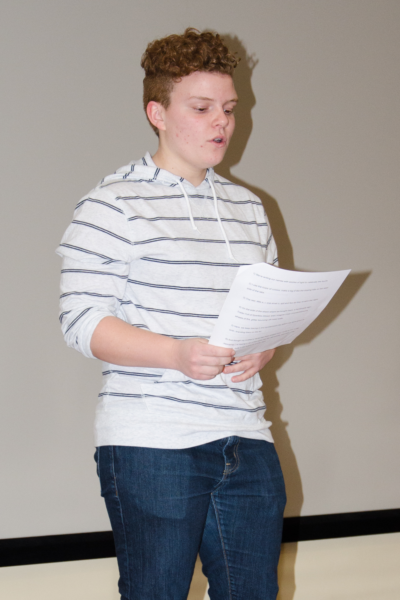 Knox-county student Maggie practices her recitation.